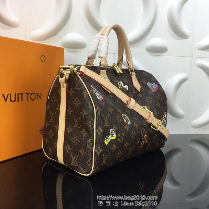 路易威登LV 頂級原單 M44365 2019春季系列 柔軟的Monogram帆布版 Speedy30手袋 Love Locks圖案裝飾 可手提肩背斜挎  YDH2537